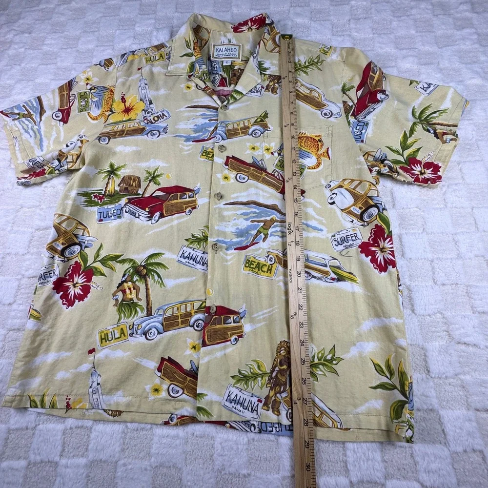 Kalaheo Hawaiian Shirt Mens L Aloha Surfboard Tiki Woodie Car‎ Vacation